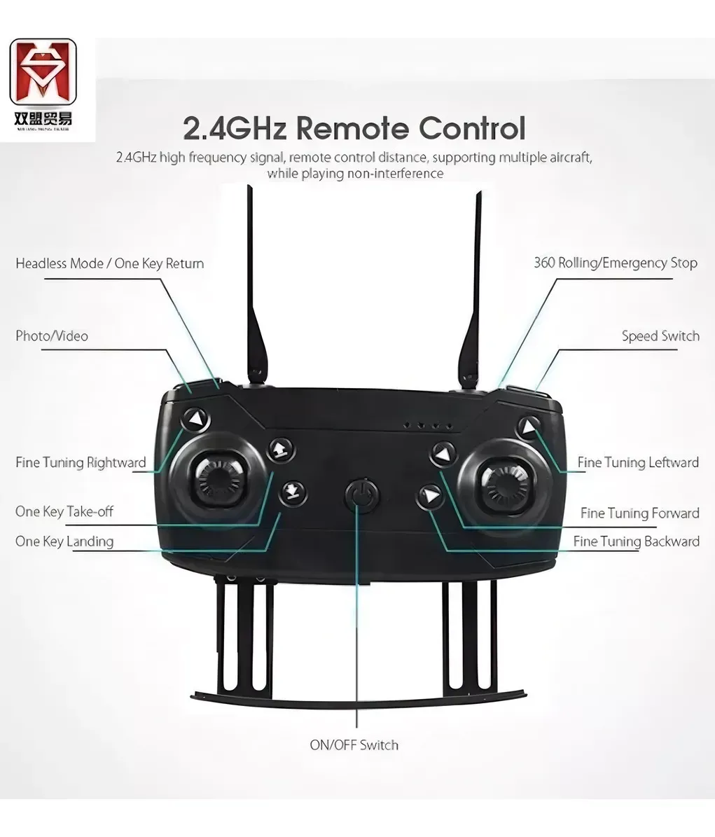 Drone 998 Plegable Con Camara 3 Baterias Negro HD 2.4 GHz