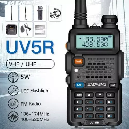 Radio Walkie Talkie Linterna Comunicador Uv-5rl Audífonos