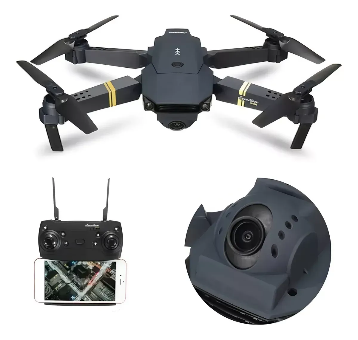 Drone 998 Plegable Con Camara 3 Baterias Negro HD 2.4 GHz