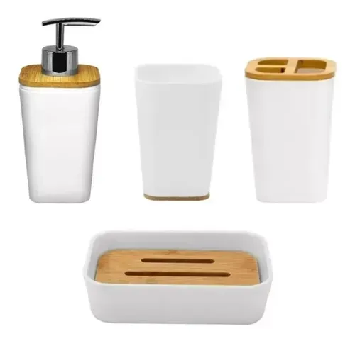 Kit De Accesorios Para Baño X4 Ergonómicos 