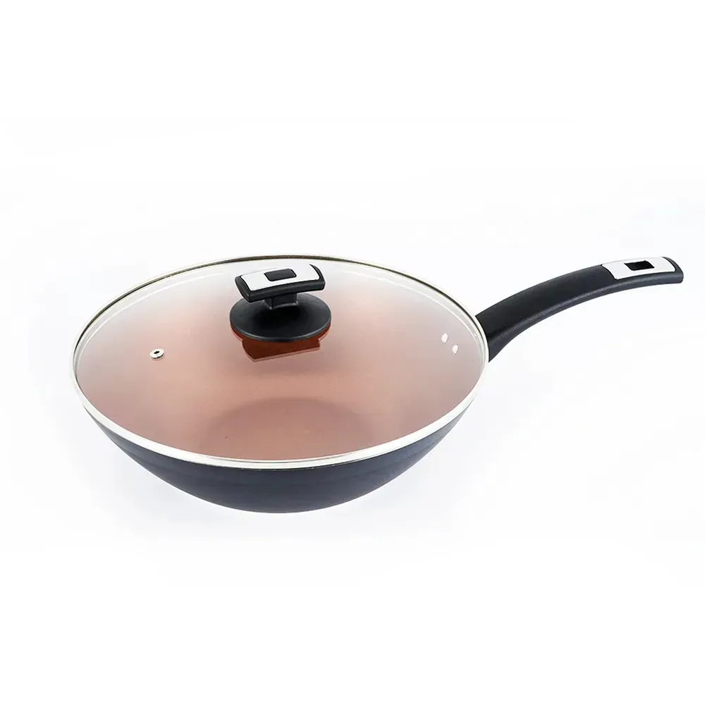 Wok Universal Niza Antiadherente 30 cm Con En Tapa Vidrio