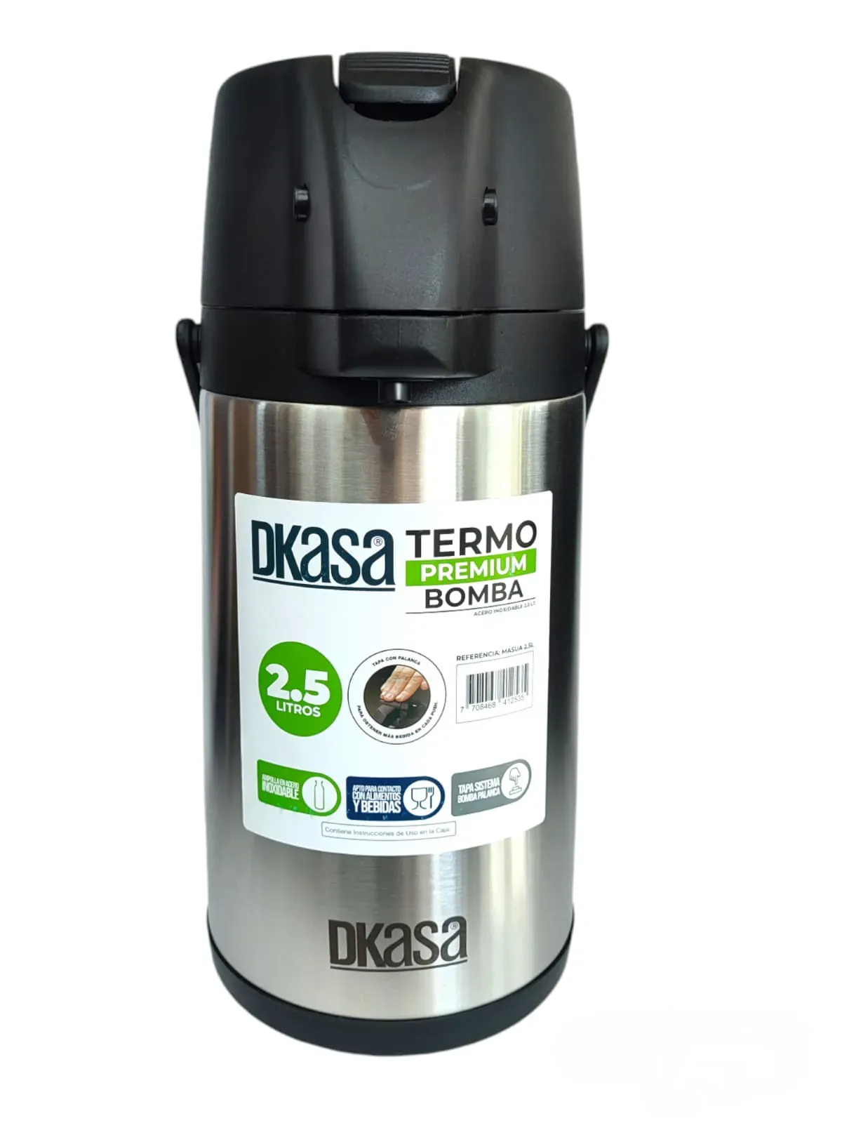 Termo Tipo Bomba Acero Inoxidable Dkasa 2 Litros Plateado