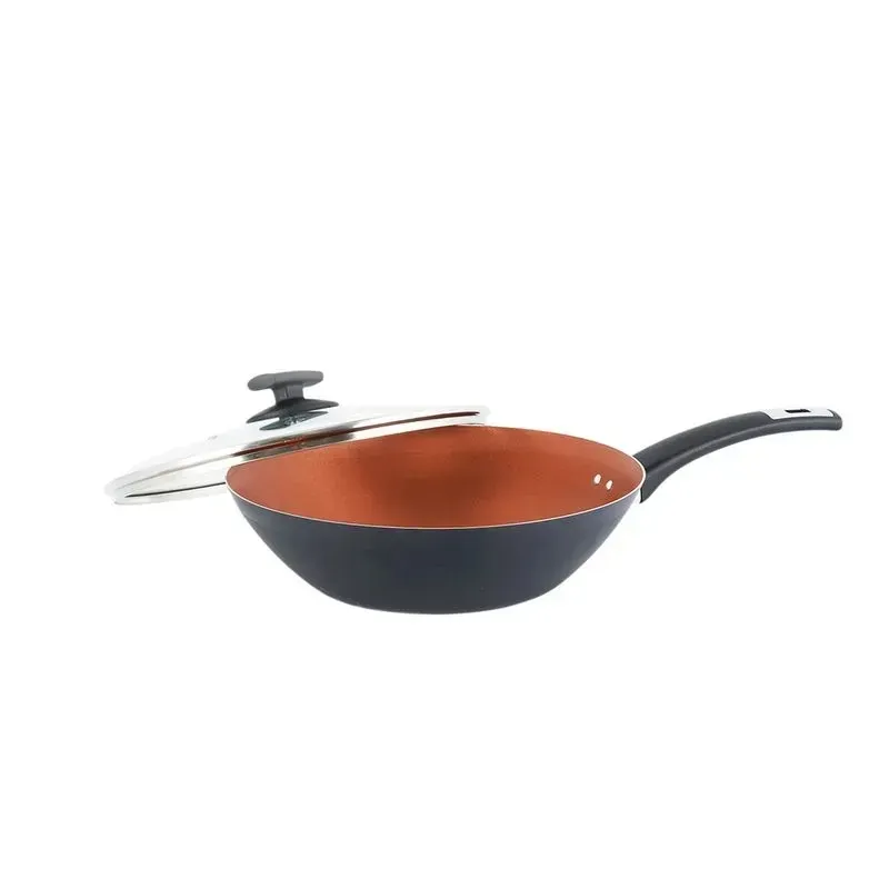 Wok Universal Niza Antiadherente 30 cm Con En Tapa Vidrio