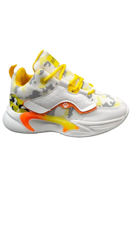 Tenis Para Niños Importados En Bota White Yellow