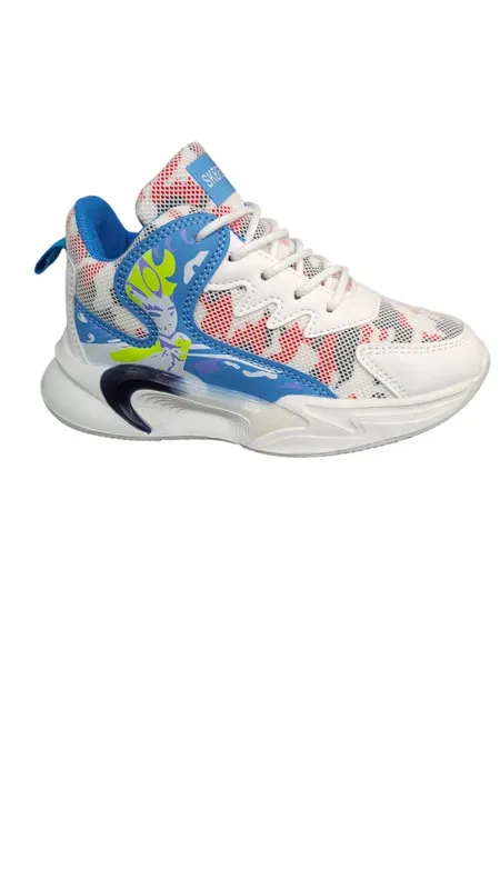 Tenis Para Niños Importados En Bota White Blue