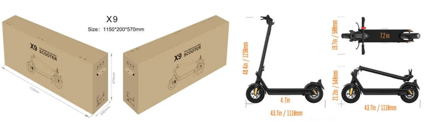 patineta Scooter Eléctrico X9 Plus replegable Batería Extraíble  3 velocidades bateria litio 500 watts