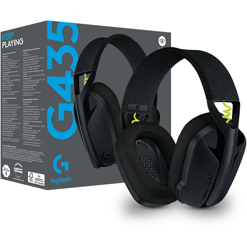 Audífonos Diadema Gaming Logitech G435 Negro Bluetooth Usb