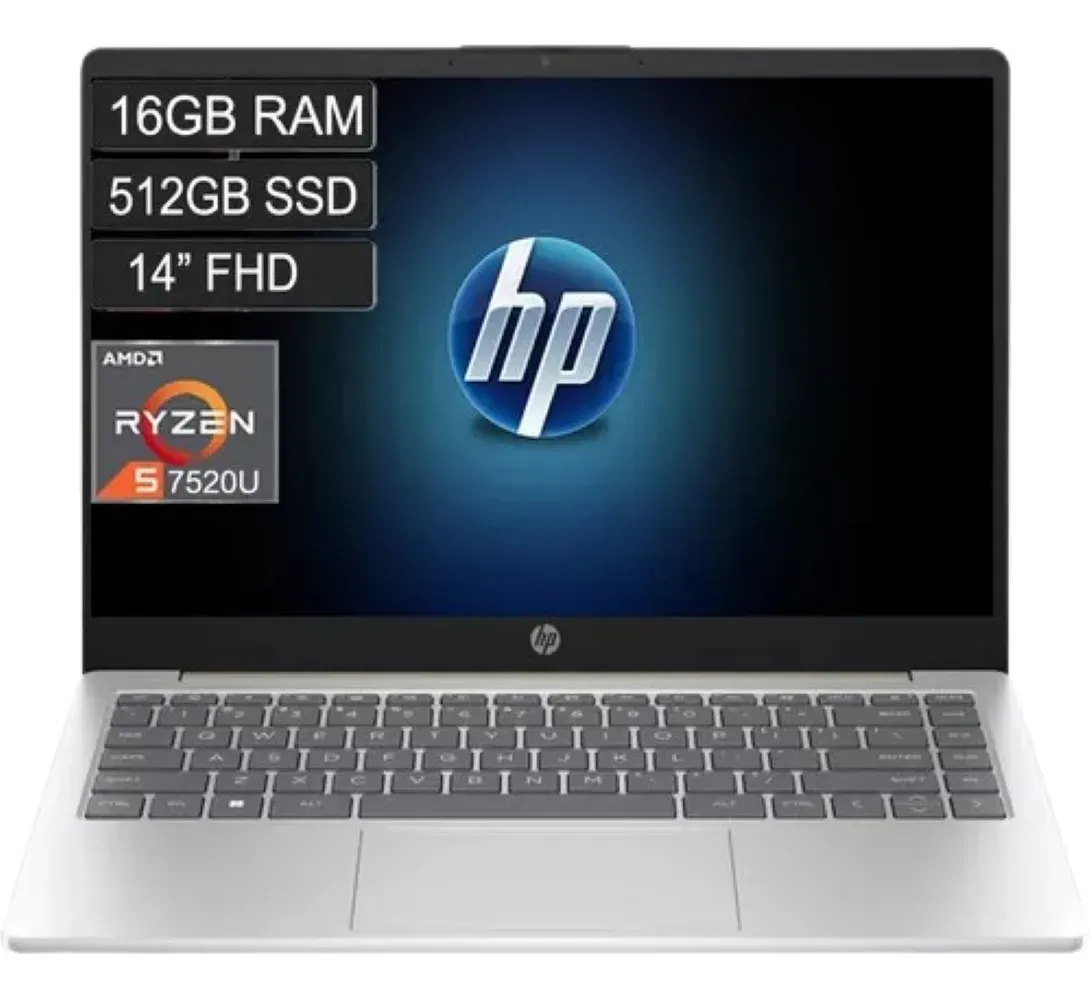 Computador Portátil Hp 14EM Ryzen 5 7520U 512 Ssd 16 Ram LPDDr5  14 Pulgadas Full Hd