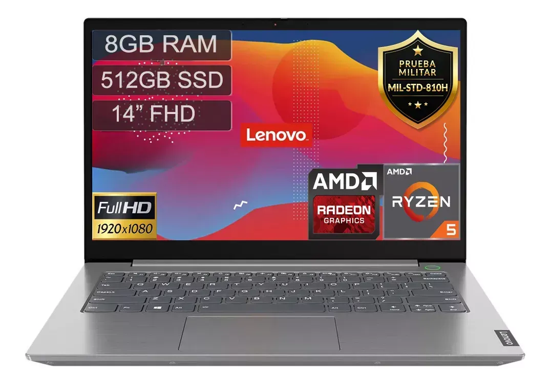 Computador Portátil lenovo v14 g4   Ryzen 5 7520U 16 Gb ddr5 512 Ssd  Pantalla 14 Color Plateado