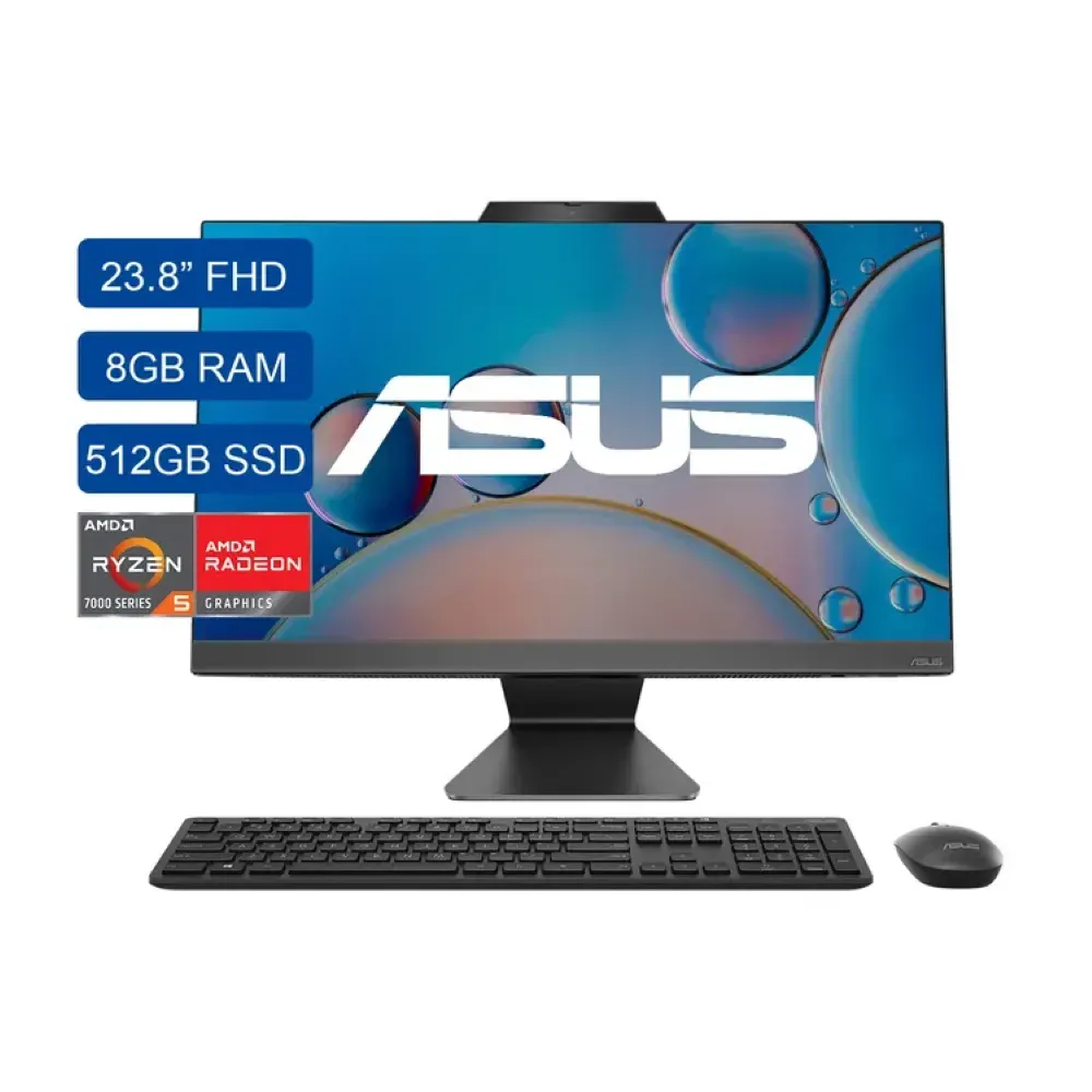 Computador Todo en uno Asus M34 Ryzen 5 7520U 8 Ram DDr5 512 Ssd 24 Pulgadas Full Hd