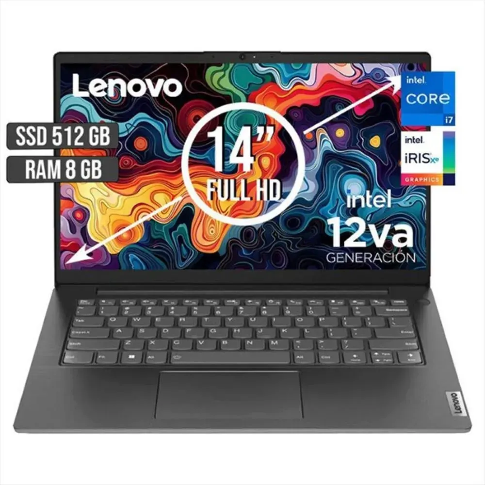 Computador Portátil Lenovo V14 Core i7 1255U 8 Ram DDr4 512 Ssd 14 Pulgadas Fhd