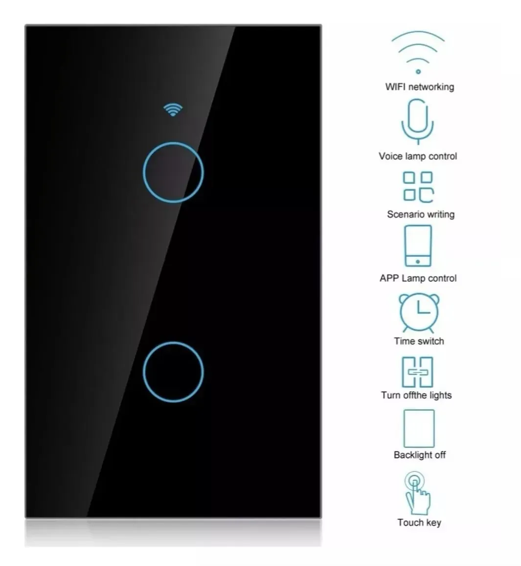 Interruptor De Luz Inteligente Wifi doble Negro