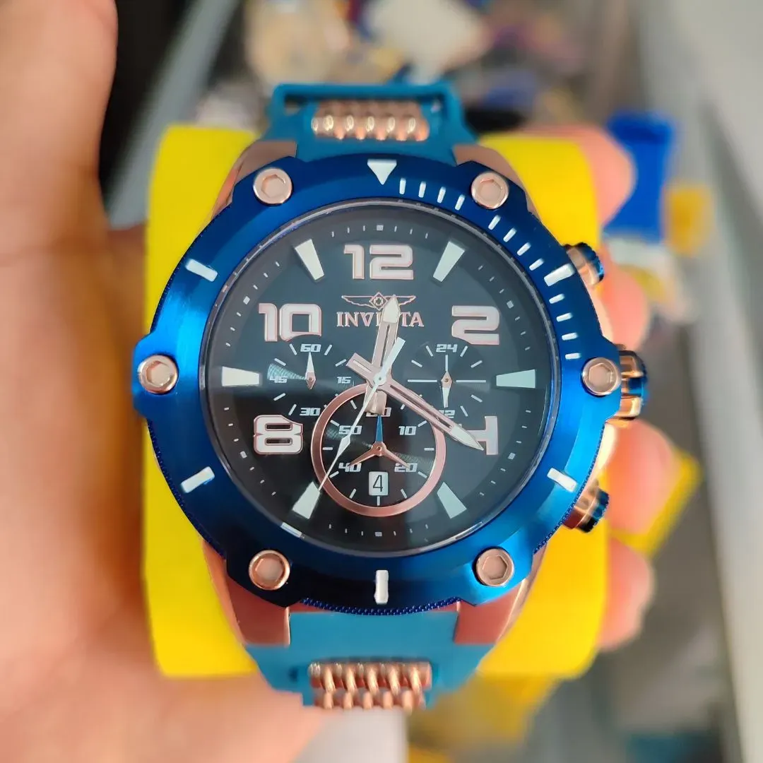 Reloj Deportivo Para Hombre Invicta Speedway 40896 - Azul, Oro Rosa