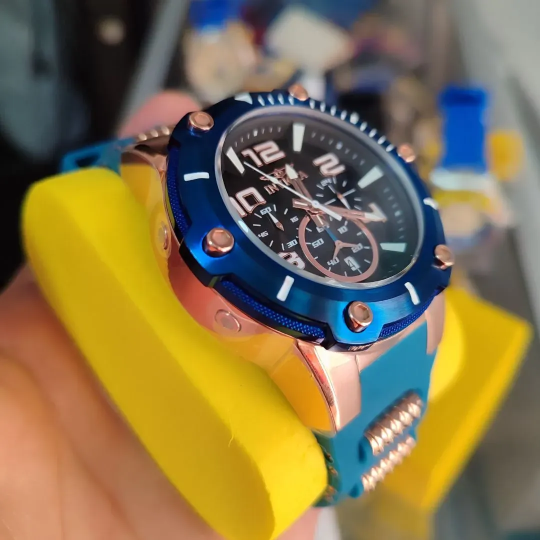 Reloj Deportivo Para Hombre Invicta Speedway 40896 - Azul, Oro Rosa