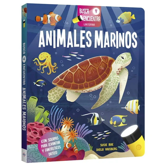 COLECCIÓN BUSCA Y ENCUENTRA LINTERNA + LINTERNA MÁGICA DE CARTÓN ANIMALES MARINOS