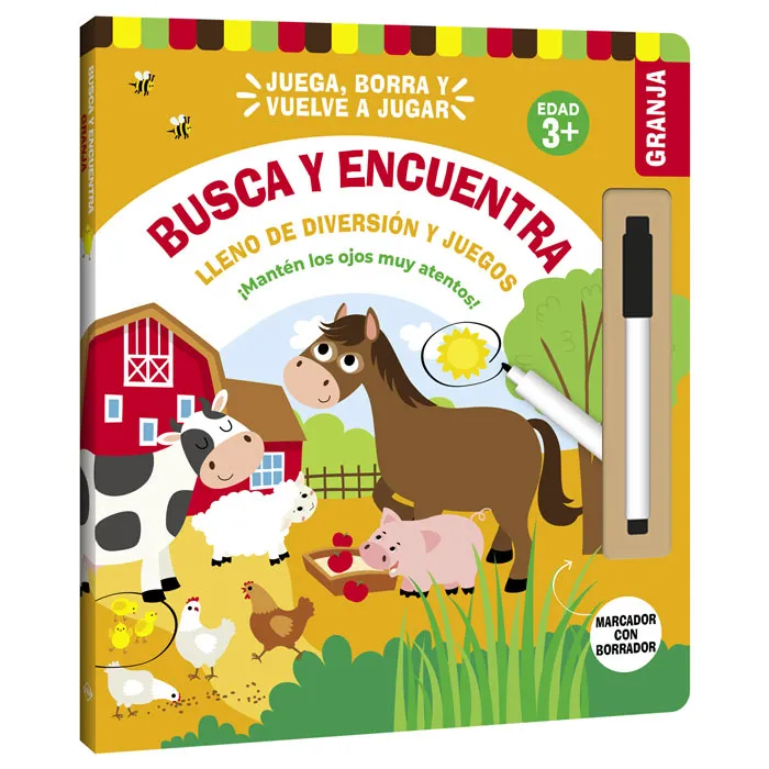 BUSCA Y ENCUENTRA + MARCADOR CON BORRADOR GRANJA