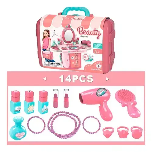 Juguete Maletin Kit Maquillaje 3-1 Accesorios niñas