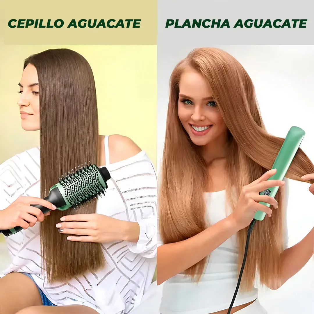 Combo Cepillo Secador + Plancha Aguacate