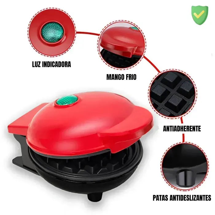 Mini Waflera Antiadherente Electrica 350w