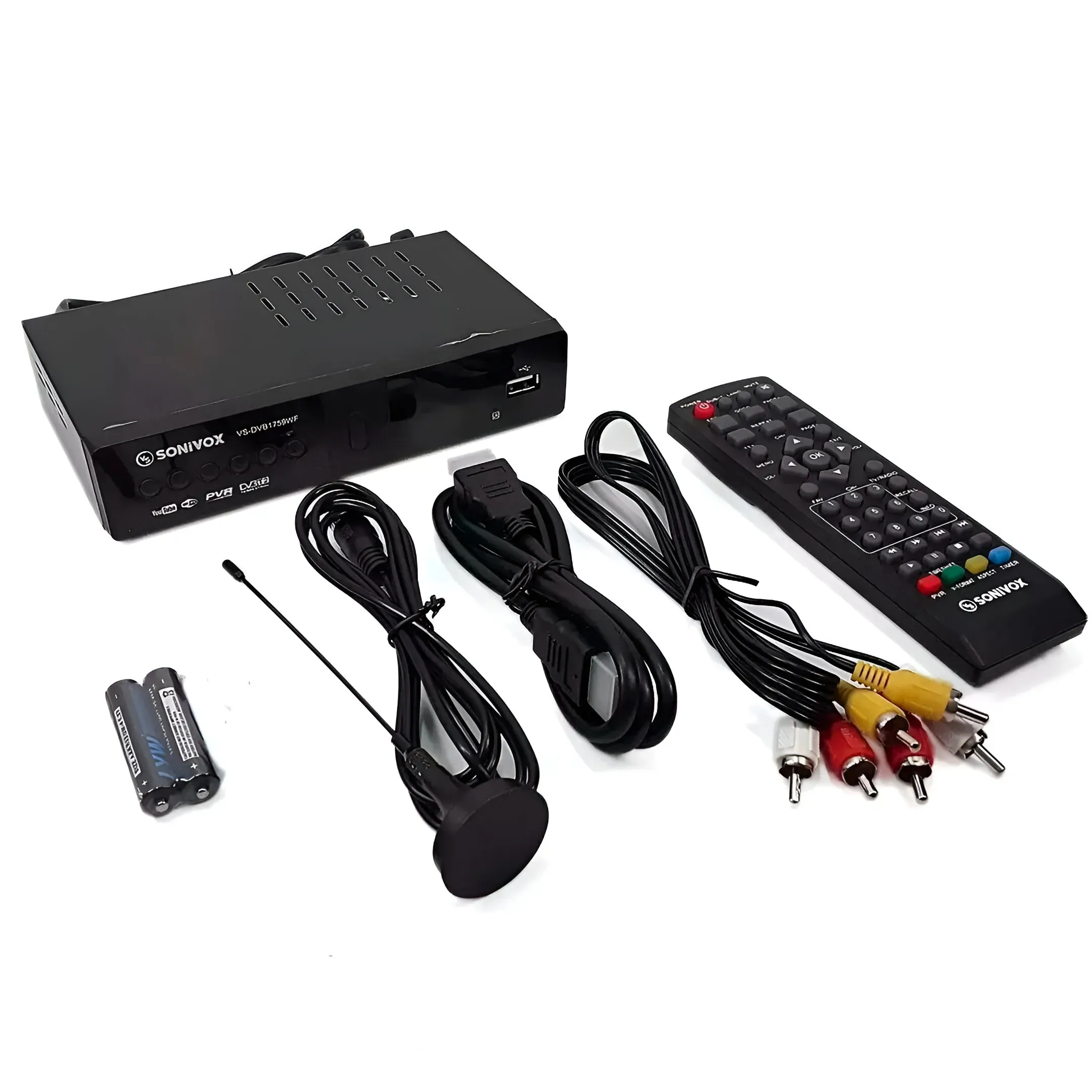 Tdt Decodificador Con Antena Control y Cables TV Digital