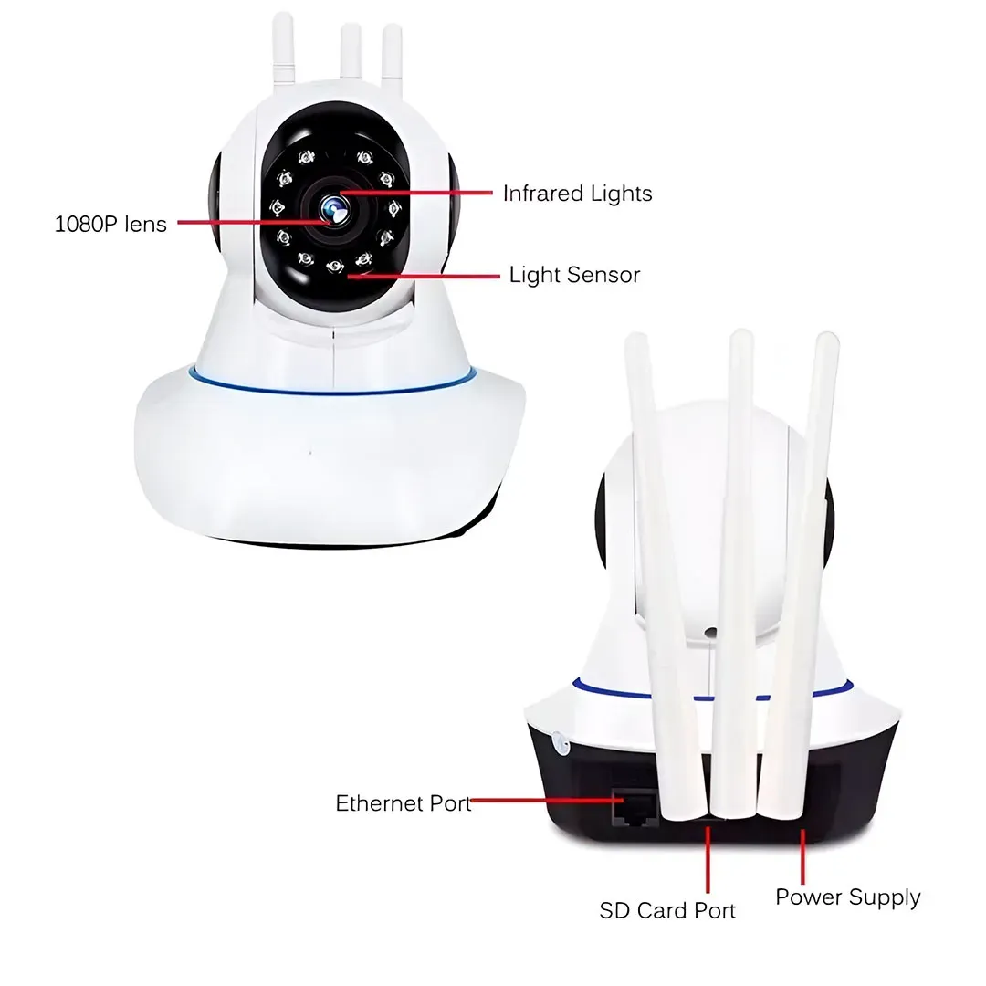 Camara De Seguridad Robotica Wifi 3 Antenas