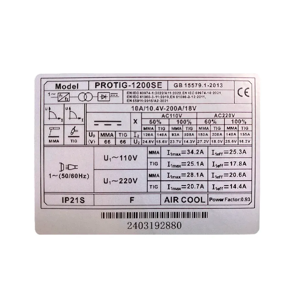 Soldador Inversor Proceso TIG HF/TIG EN FRIO/PULSADO/MMA 200AH 110/220V