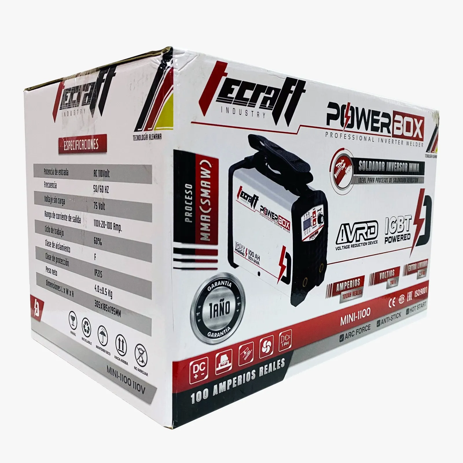 Soldador Inversor TECRAFT INDUSTRY Mini Proceso Mma/Tig Lift 100Ah 110V