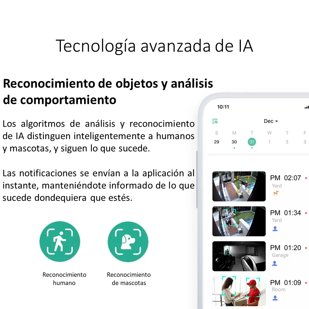 Cámara De Seguridad 2k Ptz Wifi App Smart Ai Visión Nocturna