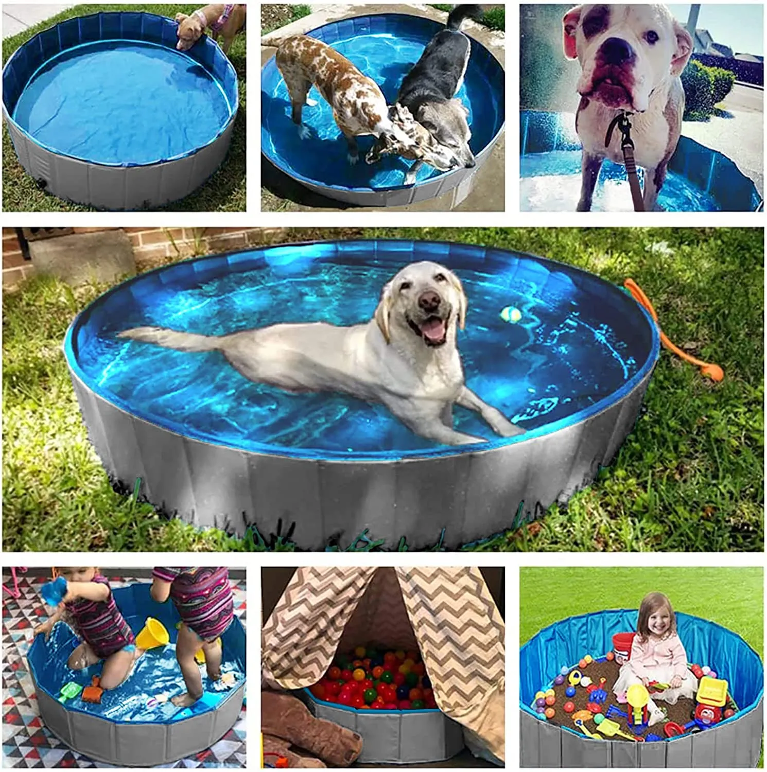 Piscina Plegable Bañera Portátil Para Perros Mascotas Niños