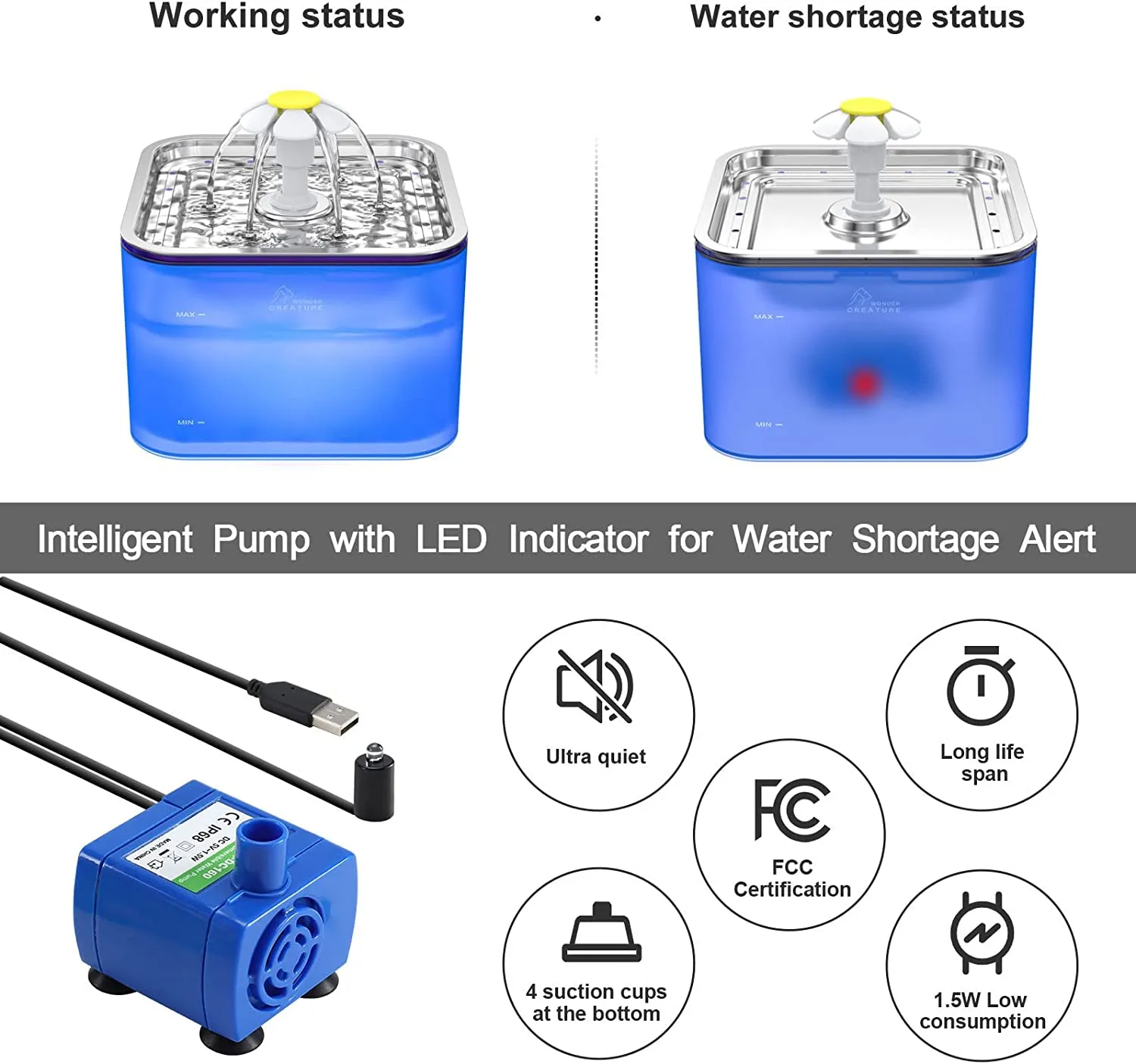 Fuente De Agua Automática Para Gato Y Perro Acero Inoxidable