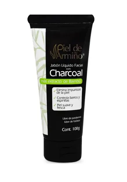 Jabón Liquido Facial Carbón Activado CHARCOAL Bambú Acné 100 Gramos