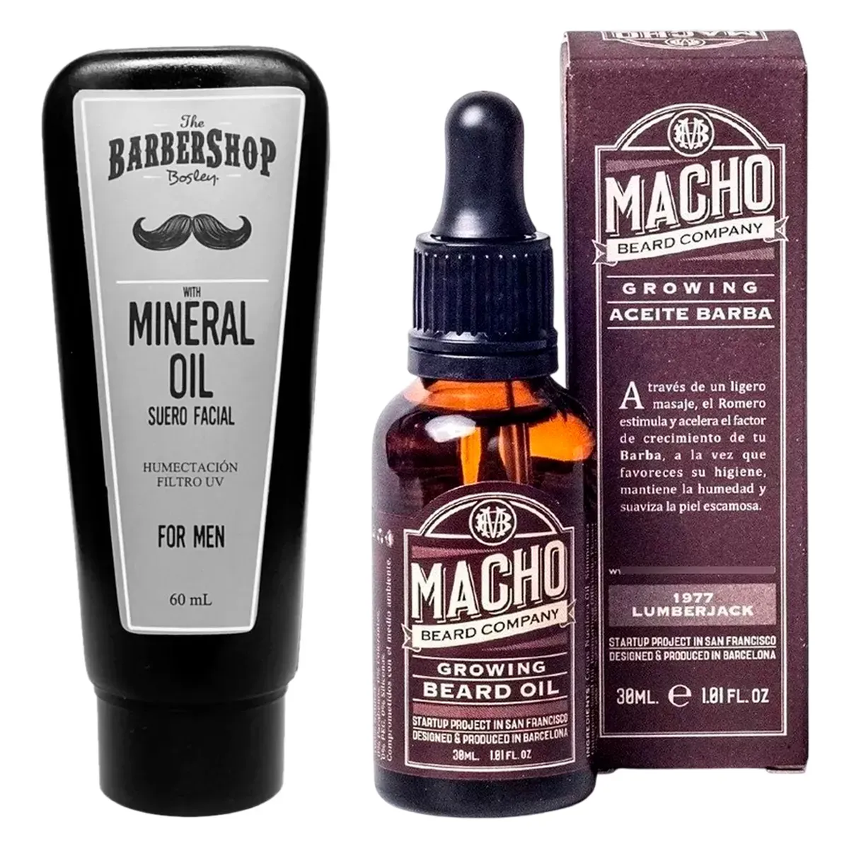 Kit X2 Tónico + Aceite Mineral Macho Beard Crecimiento Barba