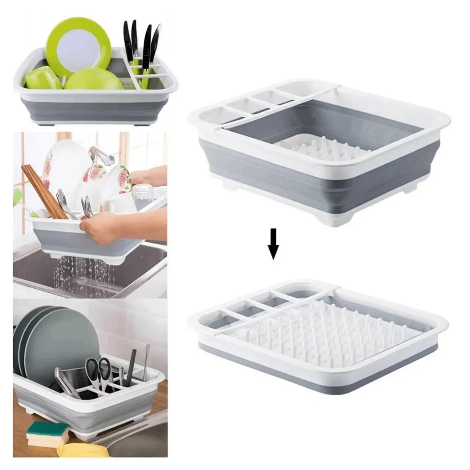 Escurridor Plegable De Platos Organizador Loza Seca-platos Apto Comida 