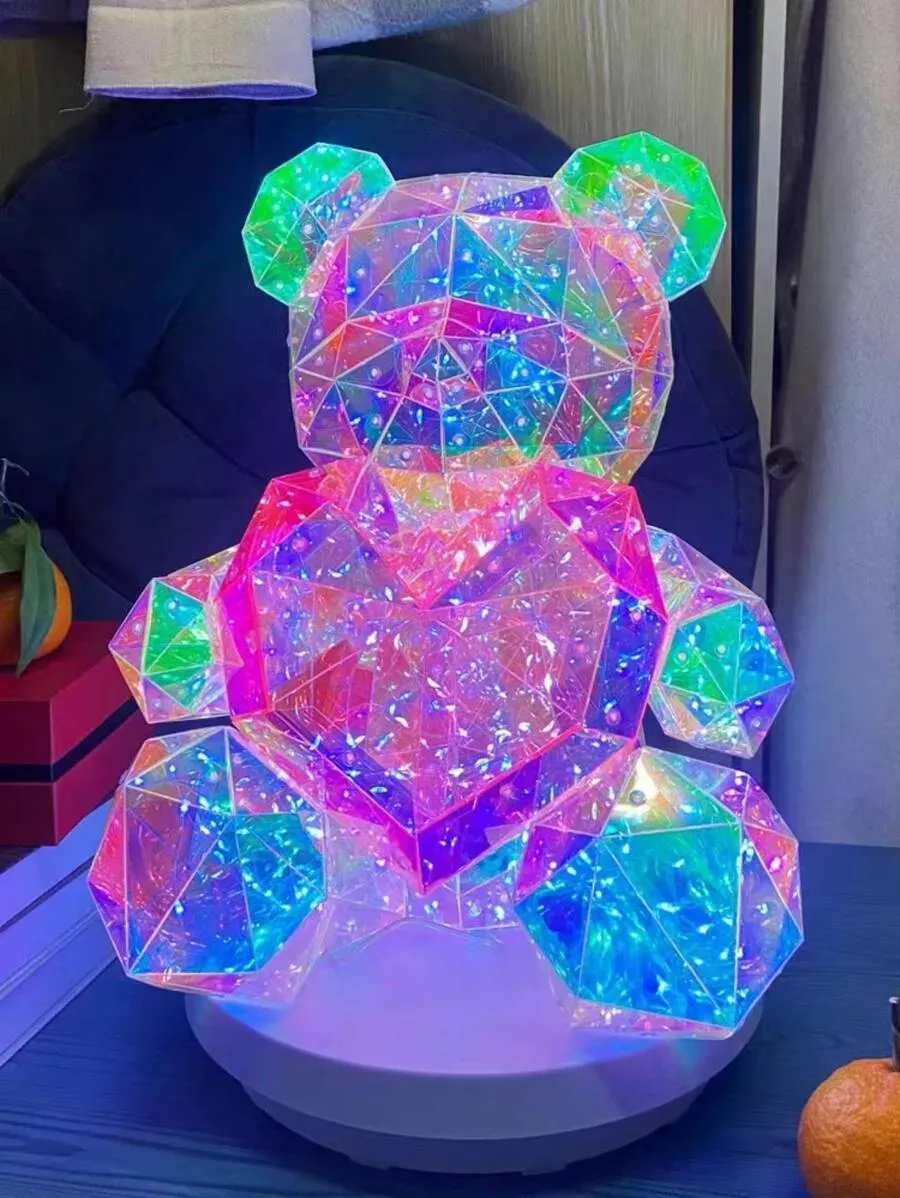 Oso decorativo led corazón rosa