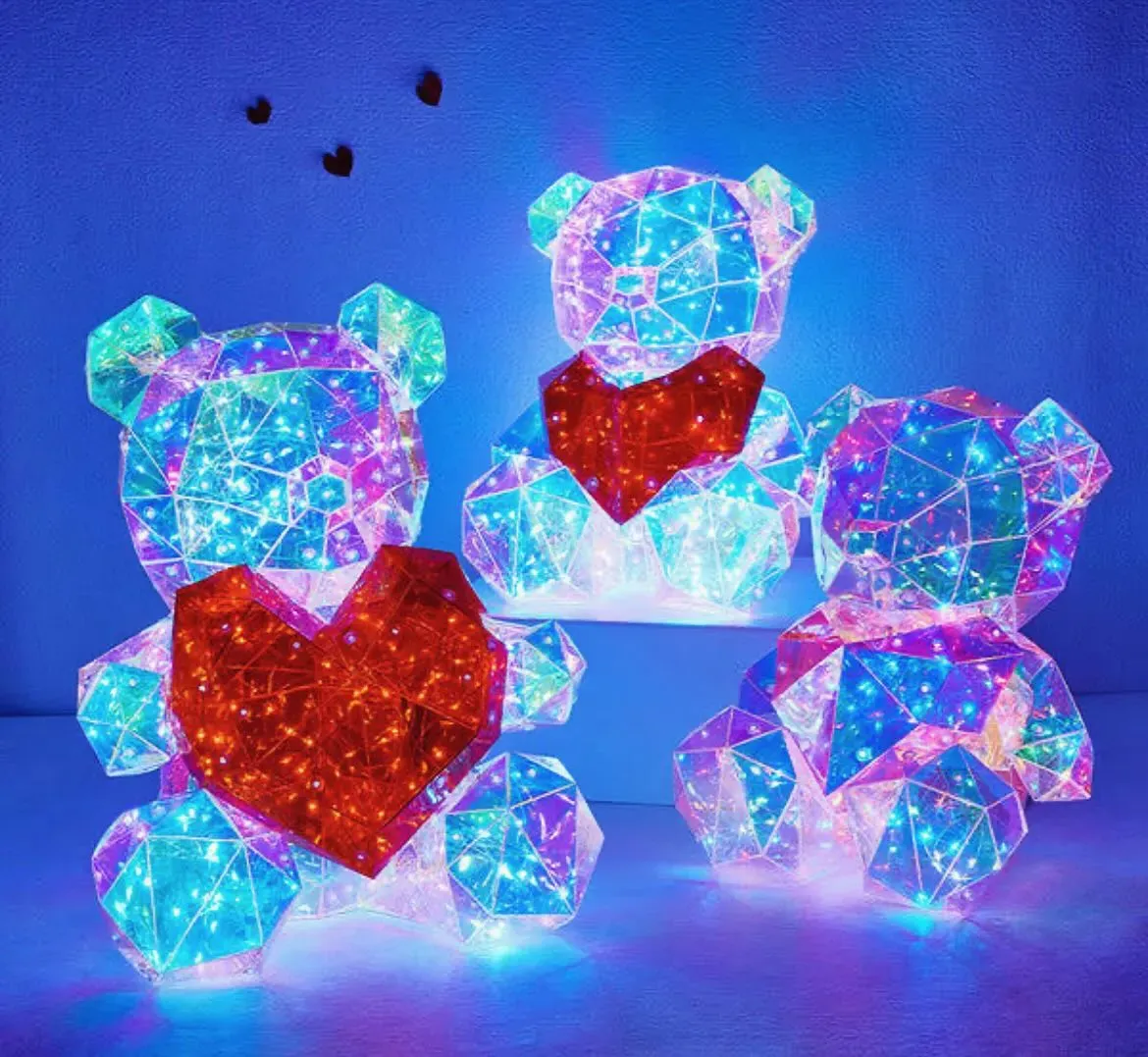 Oso decorativo led corazón rojo