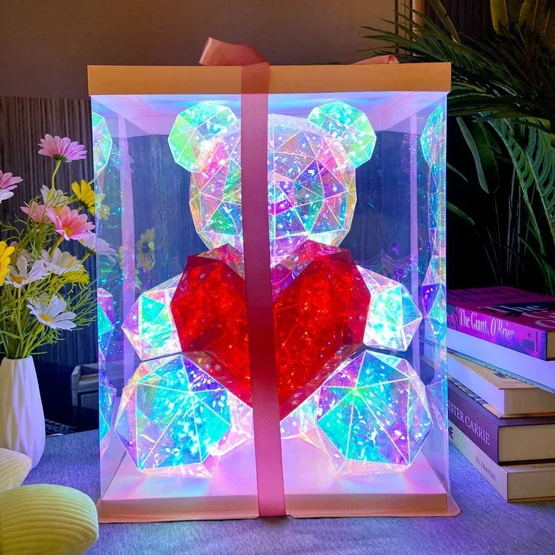 Oso decorativo led corazón rojo