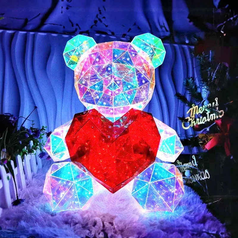 Oso decorativo led corazón rojo