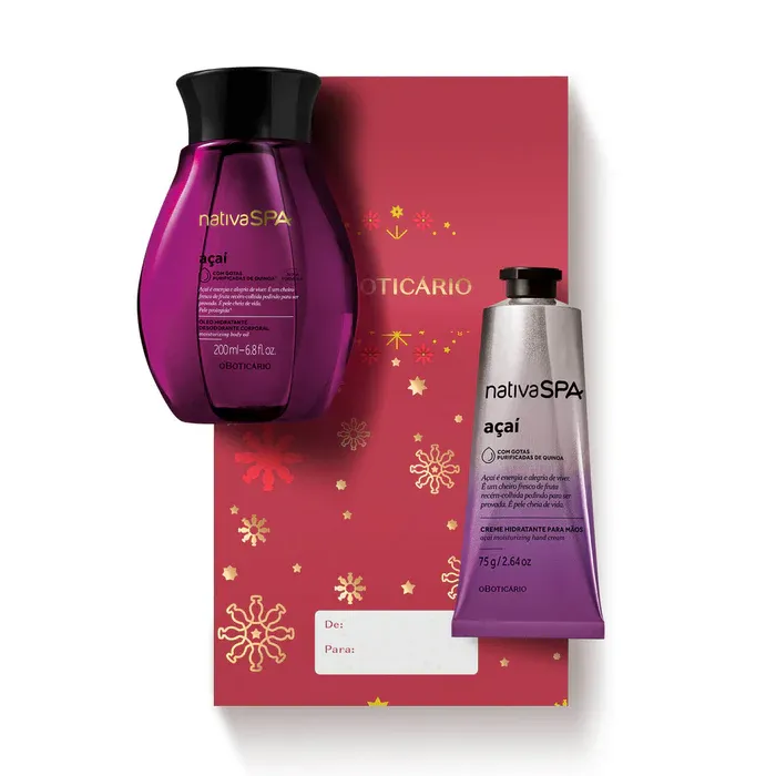 oBoticario Kit Nativa Spa Acaí: Aceíte Corporal Acaí 200ml y Crema de manos Acaí 75g