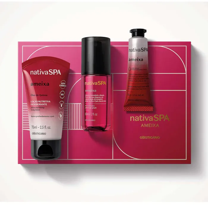 oBoticario Mini Kit Amexia Nativa Spa: Body Splash Amexia 60ml, Crema Corporal Hidratante Amexia 75ml y Crema de manos Amexia 30g