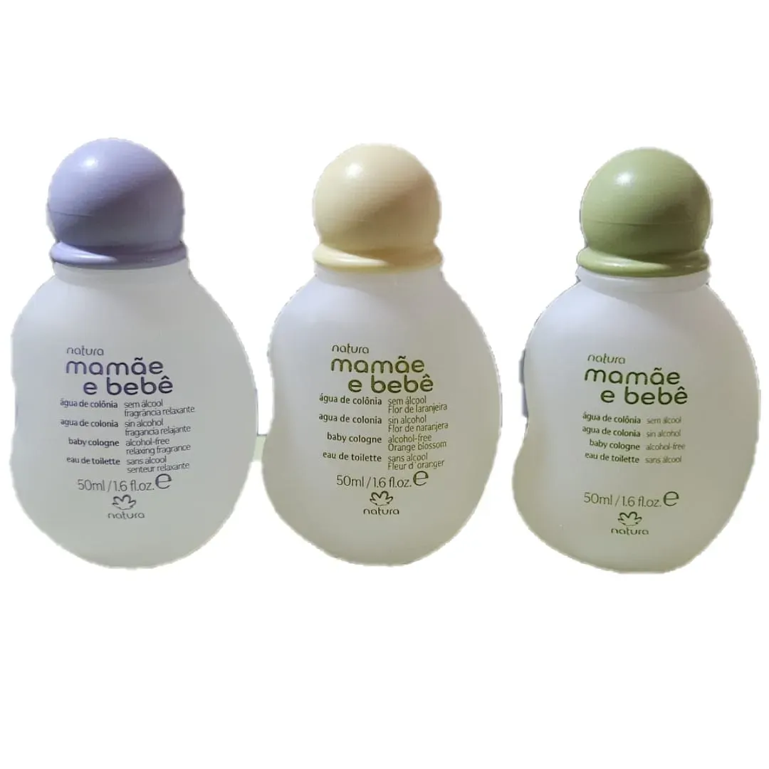 Natura Kit Mamae e Bebe: Agua de Colonia Fragancia Relajante 50ml, Agua de Colonia Fragancia Flor de naranjero 50mL  y Agua de Colonia 50mL 