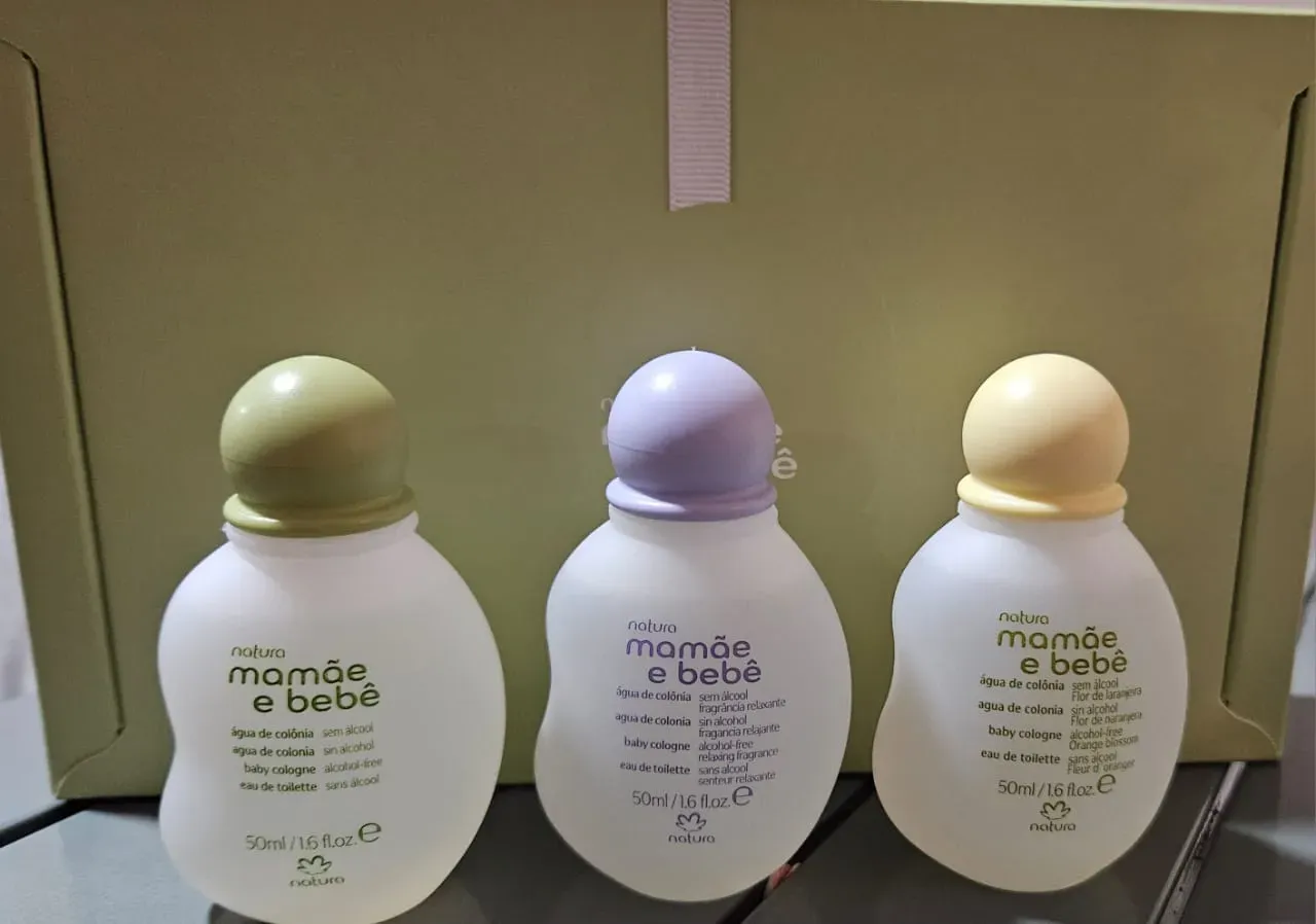 Natura Kit Mamae e Bebe: Agua de Colonia Fragancia Relajante 50ml, Agua de Colonia Fragancia Flor de naranjero 50mL  y Agua de Colonia 50mL 