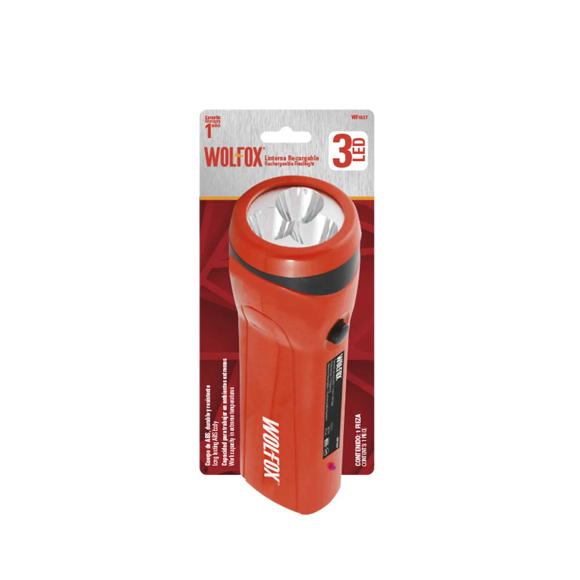 Linterna Recargable 35 Lm Wolfox Con De Cuerpo Abs Y 1 Led