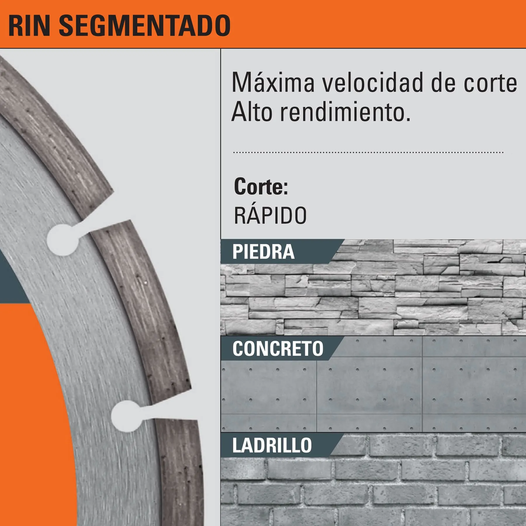 Disco Diamantado Rin Segmentado De 4" Usos Generales Pretul