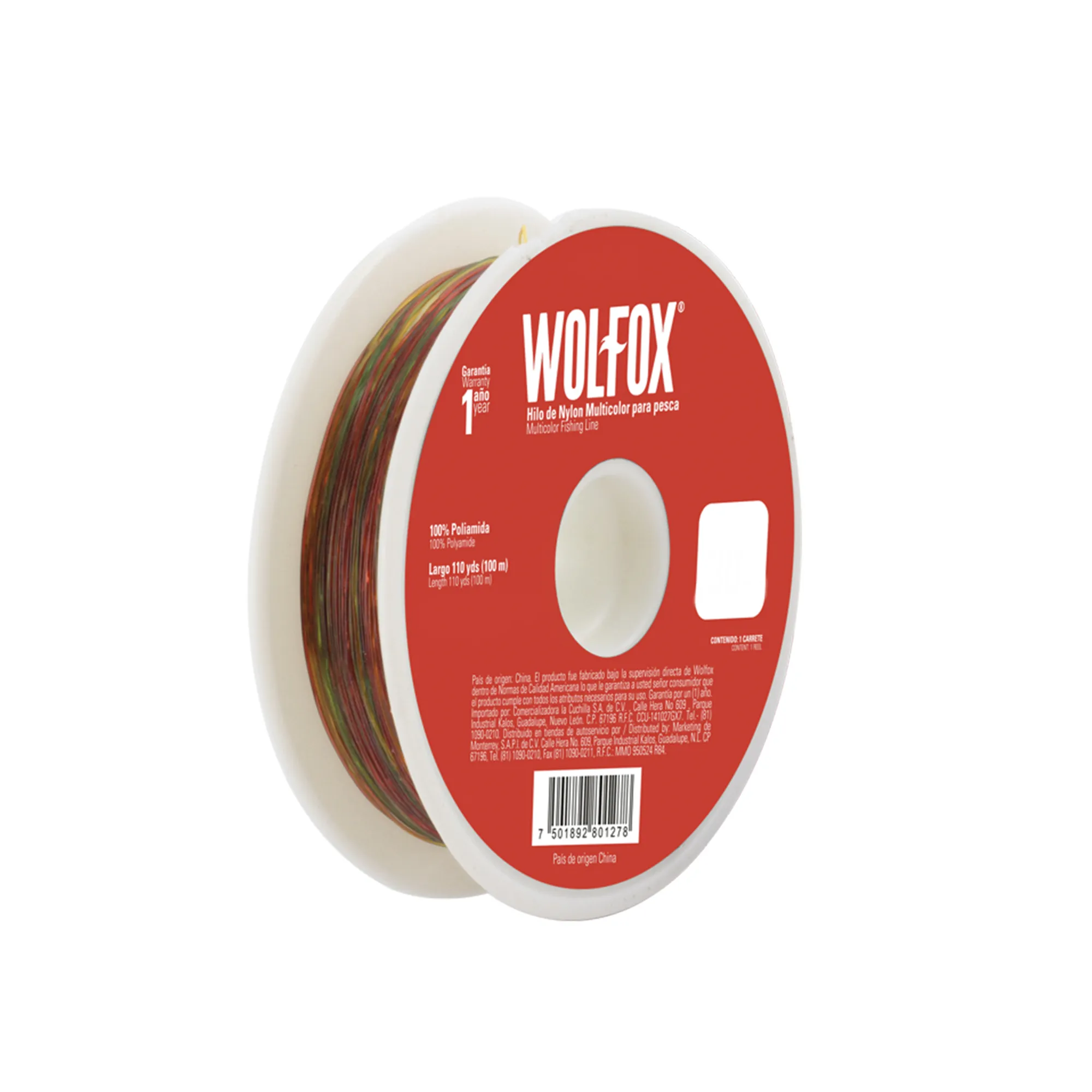 Hilo De Nylon Para Pesca De 0.40 Mm Wolfox Multicolor