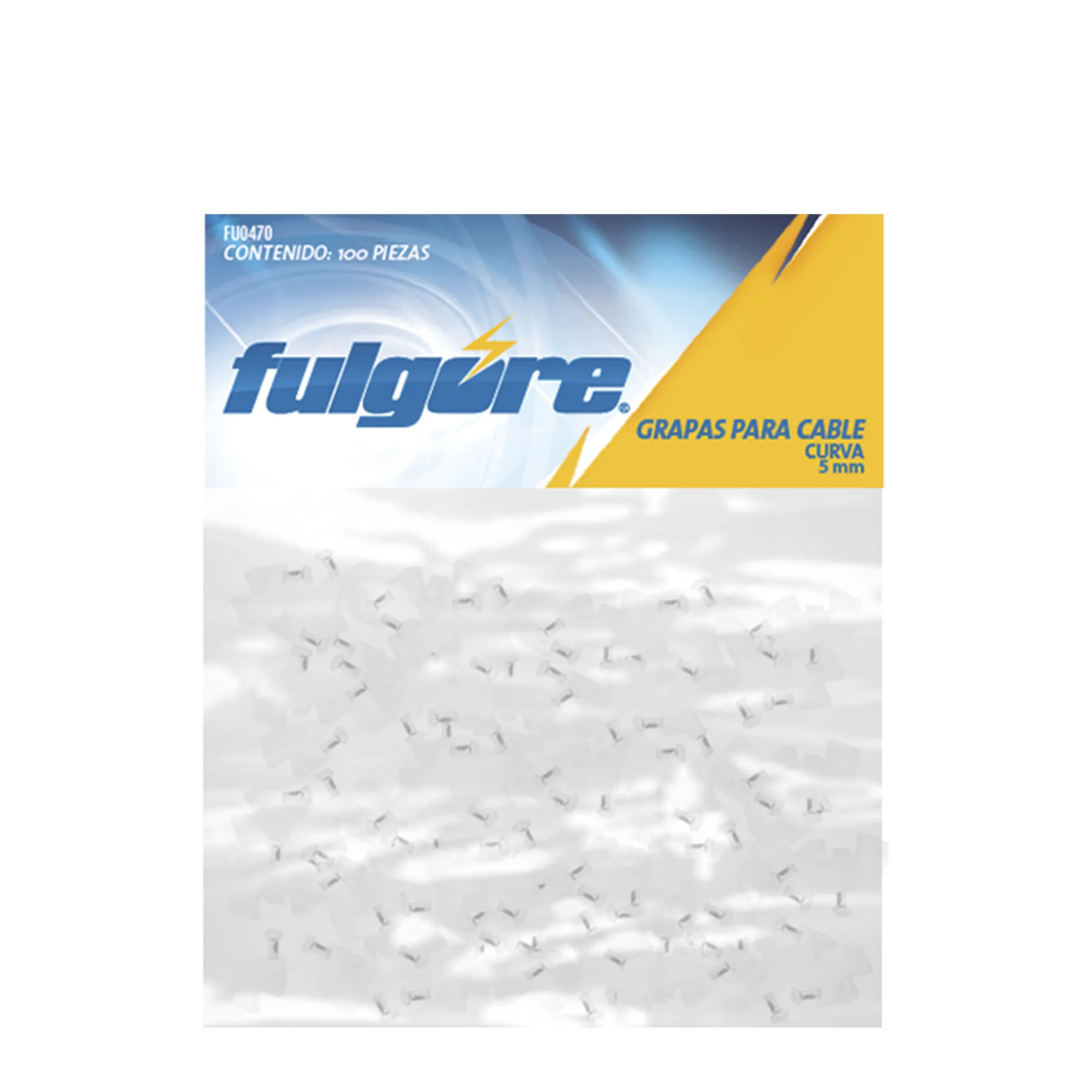 100 Grapas Para Cable Curvo 5 Mm Fulgore Blanco Con Clavo