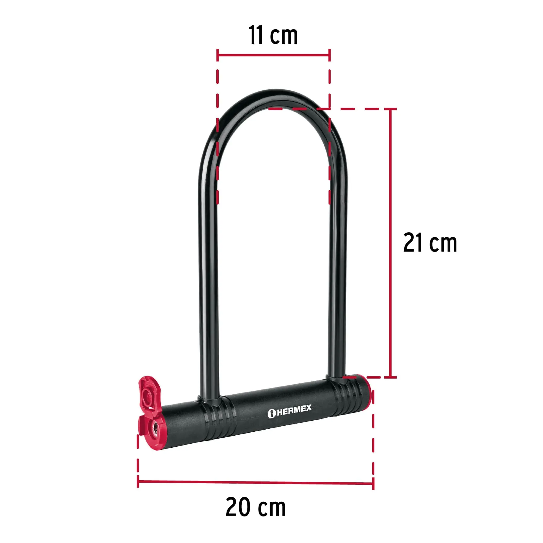 Candado Tipo U Para Bicicleta Y Motocicleta De 12 Mm, Rígido Hermex