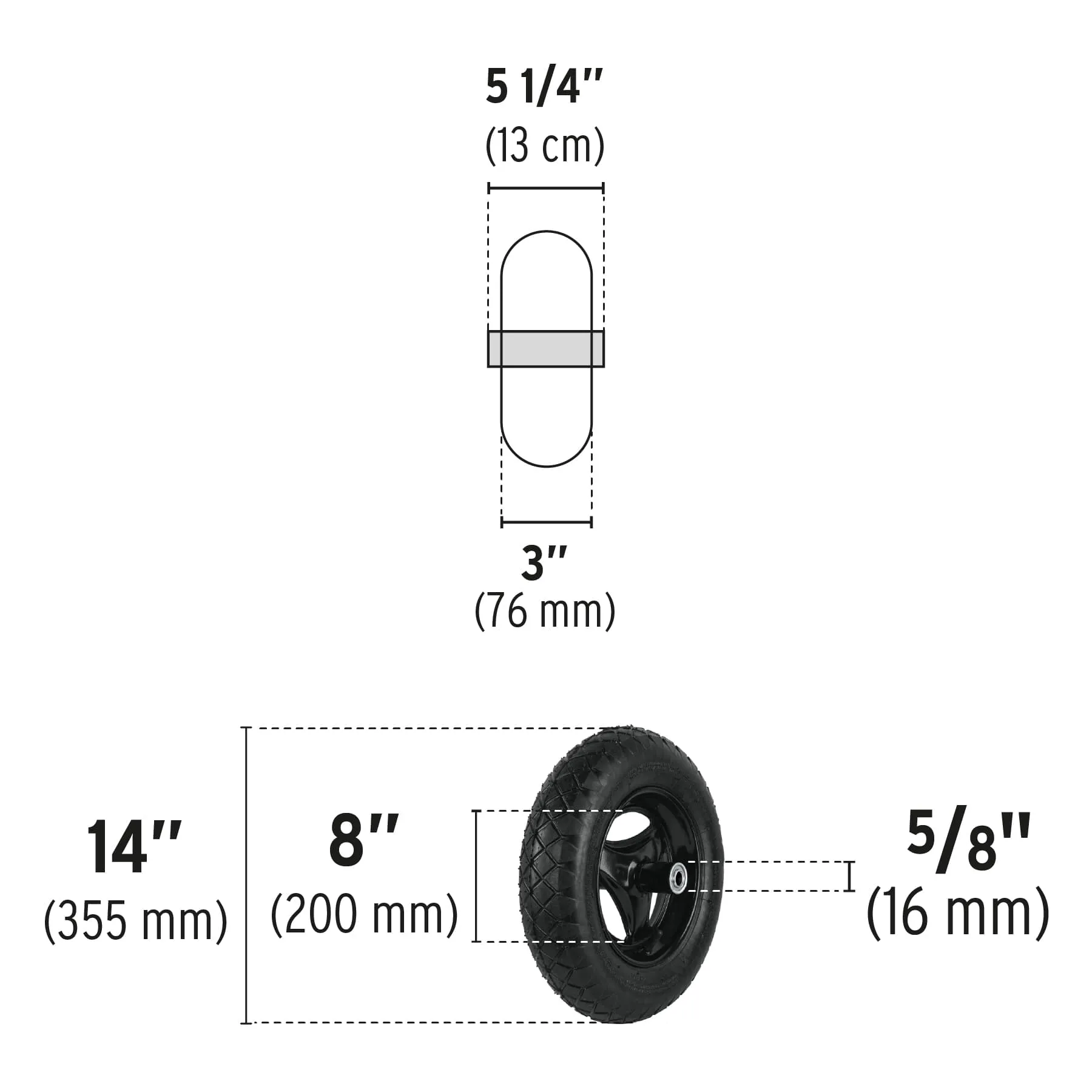 Rueda O Llanta Neumática De 14" X 3" Para Carretilla Pretul