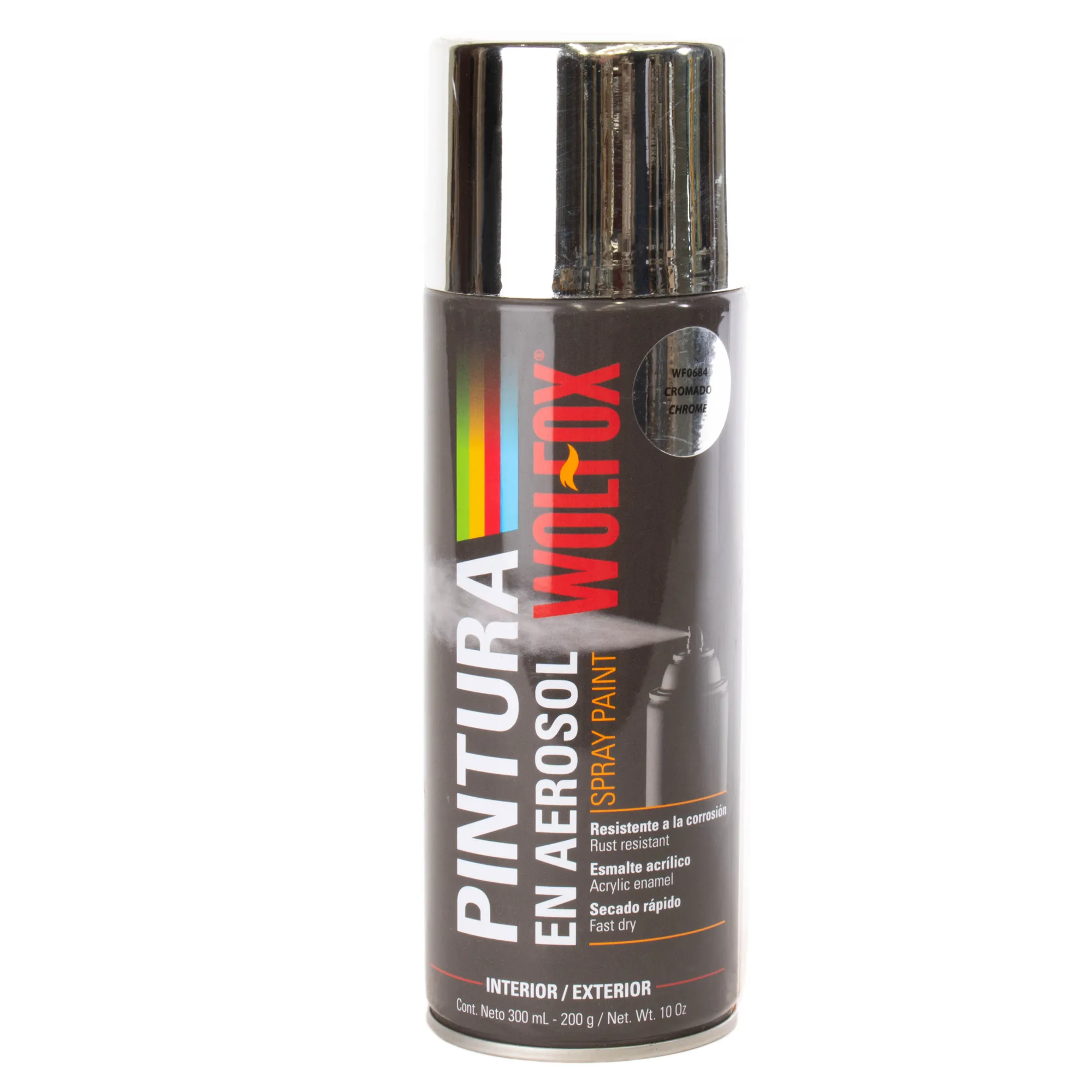 Pintura Aerosol Cromado Metalizado Wolfox 300 Ml