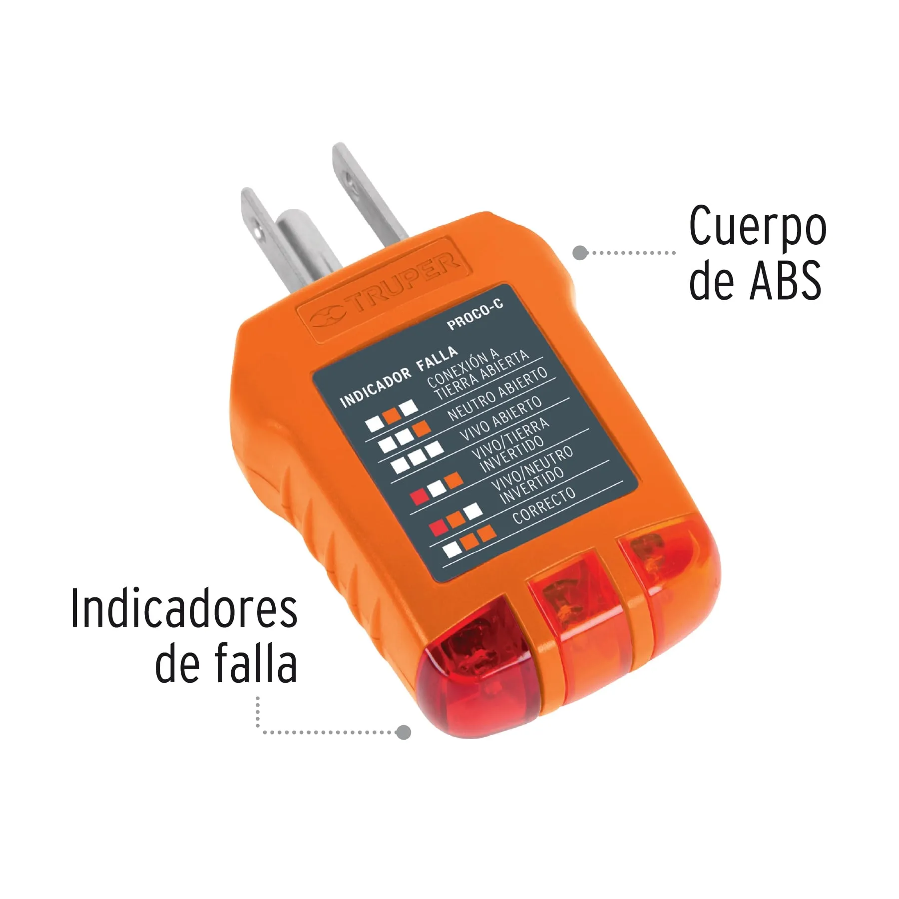 Tester De Toma Corriente Alterna Con Luces Indicadoras Truper