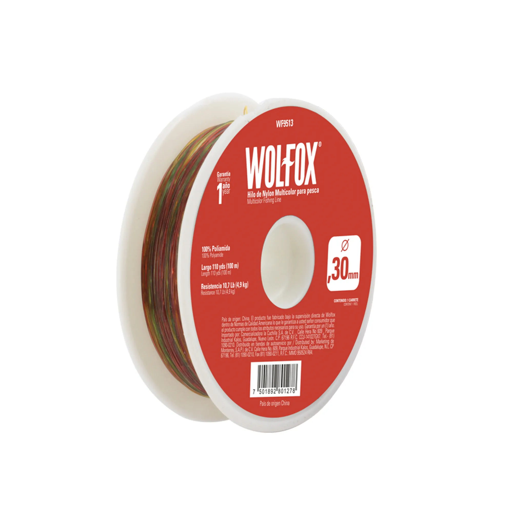 Hilo De Nylon Para Pesca De 0.30 Mm Wolfox Multicolor